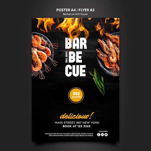 Poster template with barbeque theme