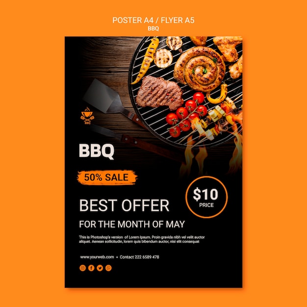 Poster template with bbq concept