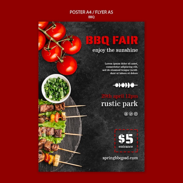 Free PSD poster template with bbq theme