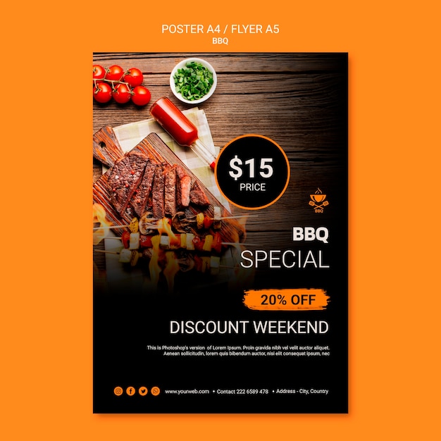 Poster template with bbq theme