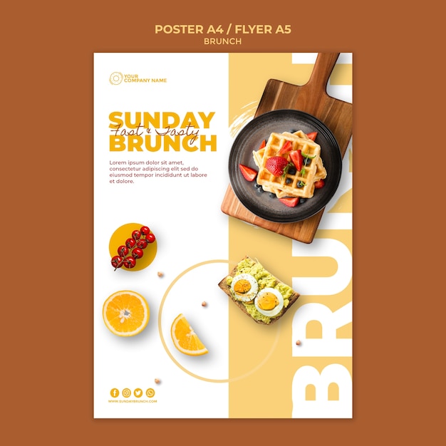 Free PSD poster template with brunch theme