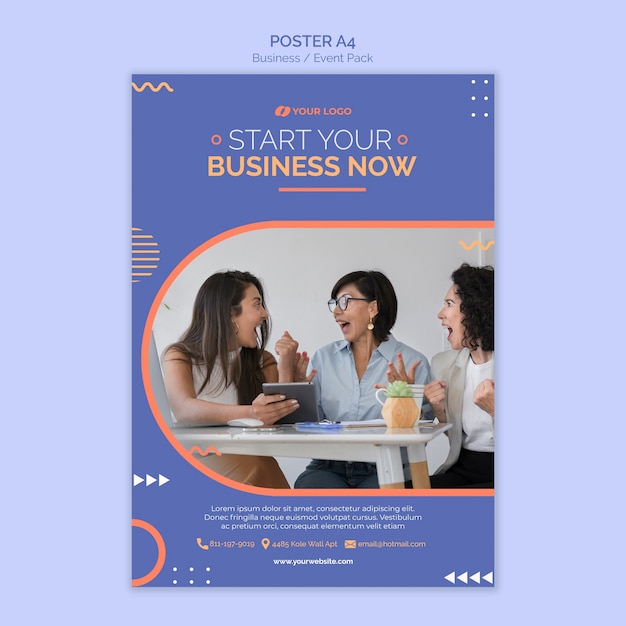 Free PSD poster template with business event concept