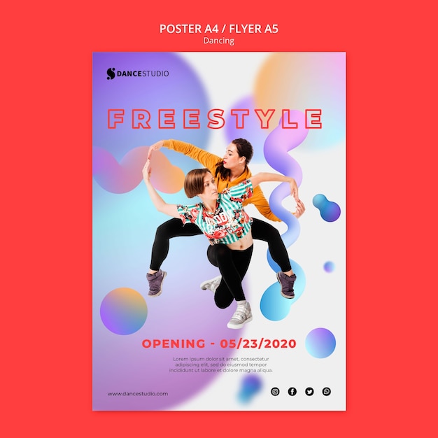 Free PSD poster template with dance concept