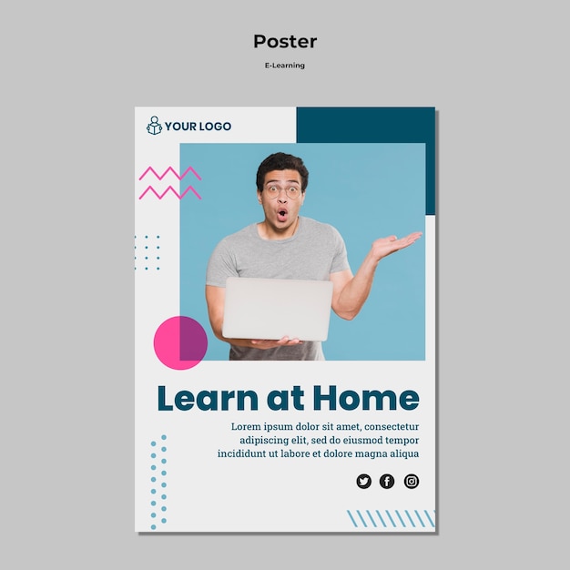 Poster template with e-learning theme