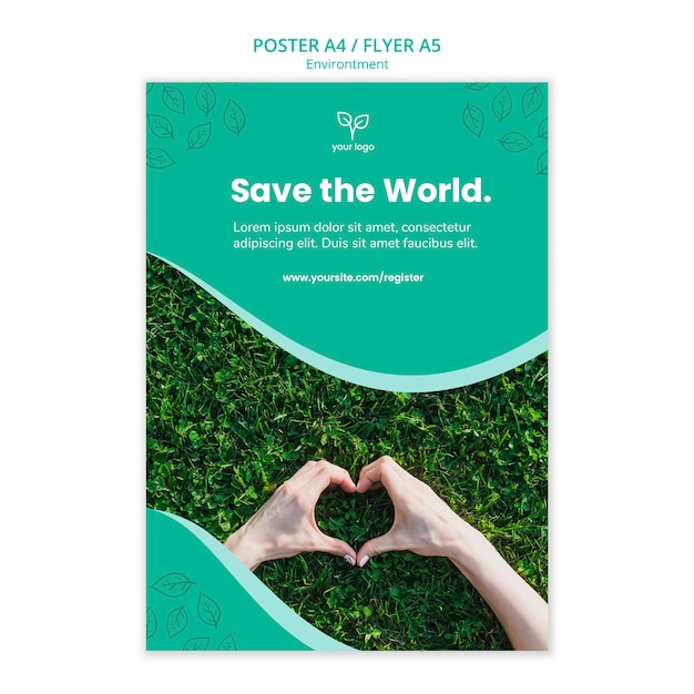 Free PSD poster template with environment day