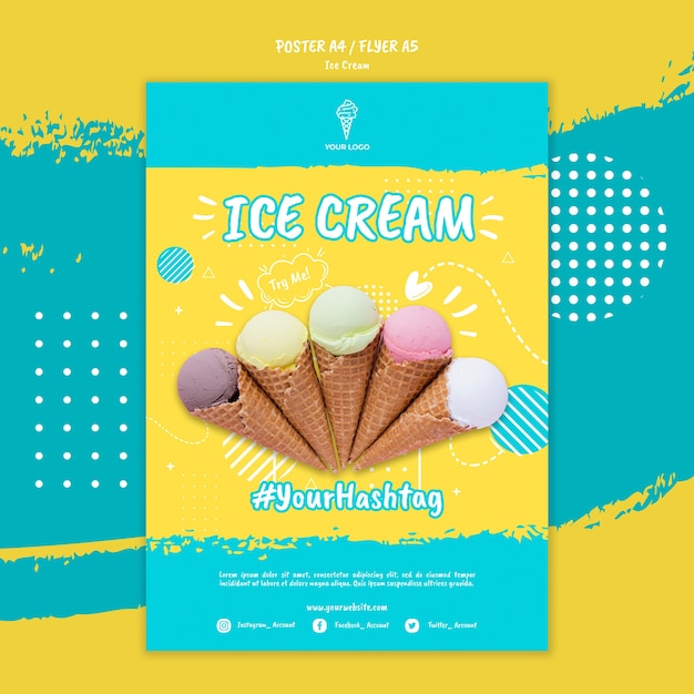 Poster template with ice cream