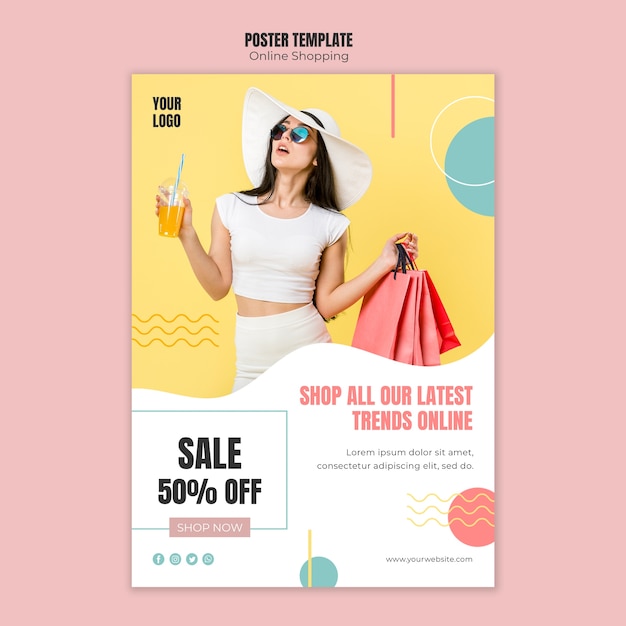 Poster template with online shopping