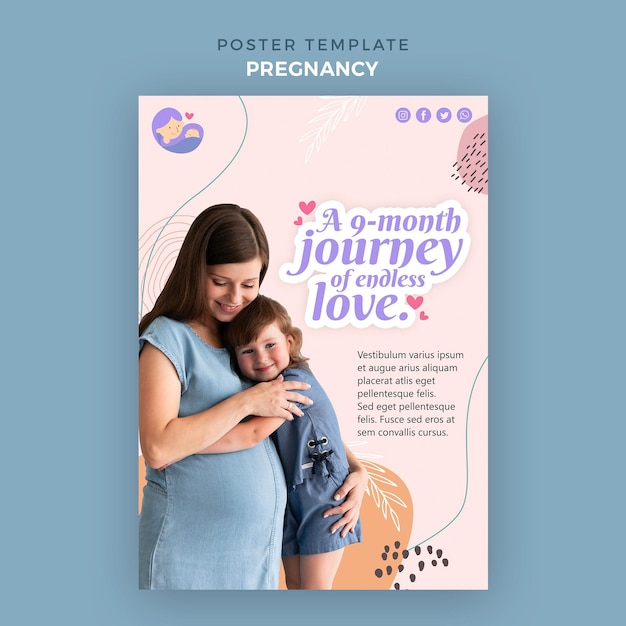 Free PSD poster template with pregnant woman