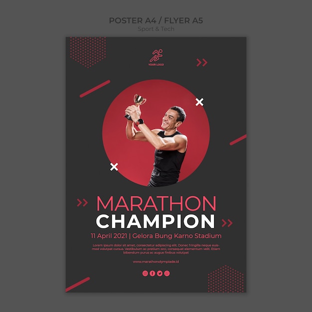 Poster template with sport and tech