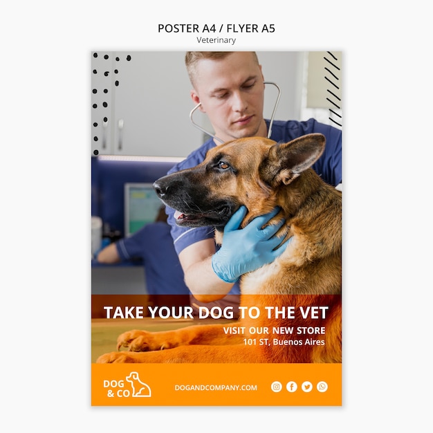 Poster template with veterinary theme