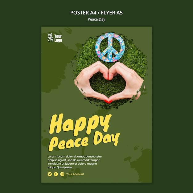 Free PSD poster template for world peace day