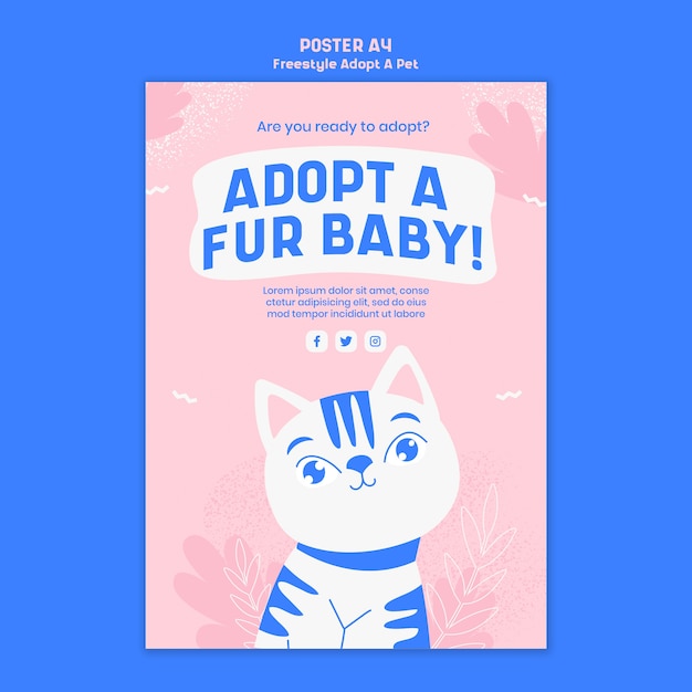 Free PSD poster theme with adopt pet