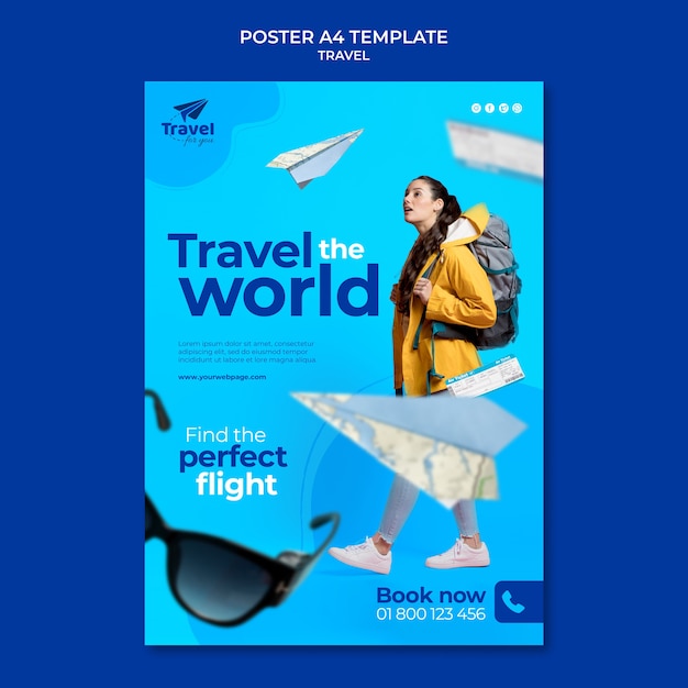 Free PSD poster travel template design