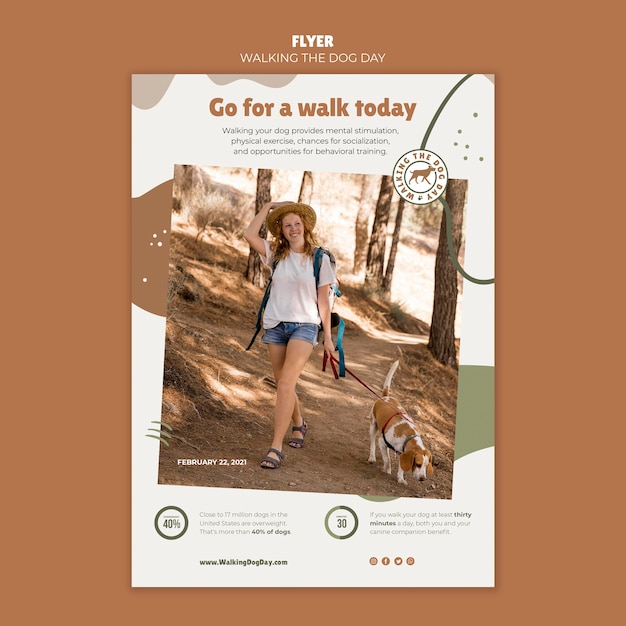 Free PSD poster walking the dog day template