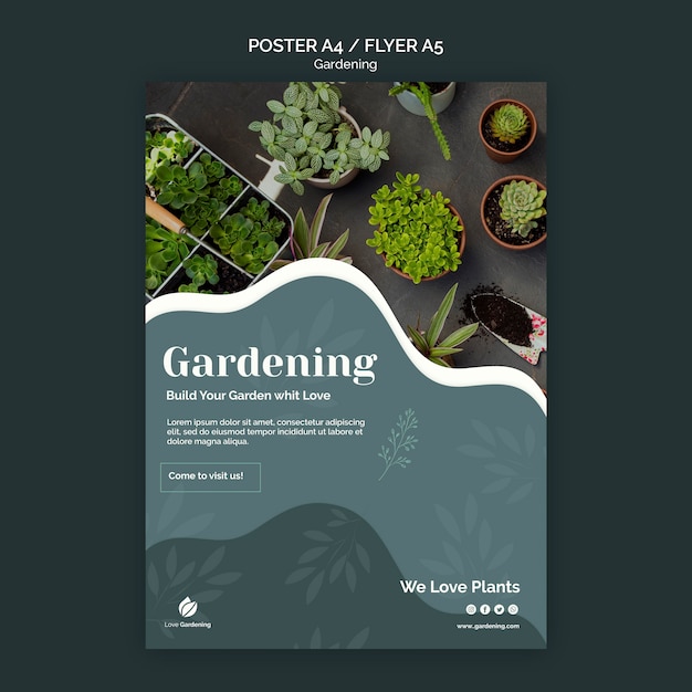 Free PSD poster with gardening