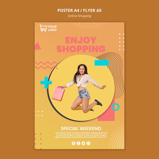 Free PSD poster with online shoppings template