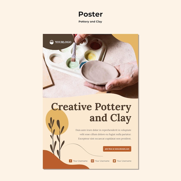 Free PSD pottery and clay template poster