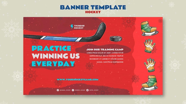 Free PSD practice hockey banner template