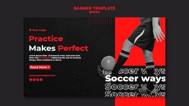 Free PSD practice makes perfect soccer banner template