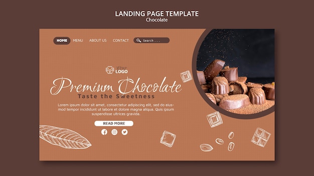 Free PSD premium chocolate landing page template