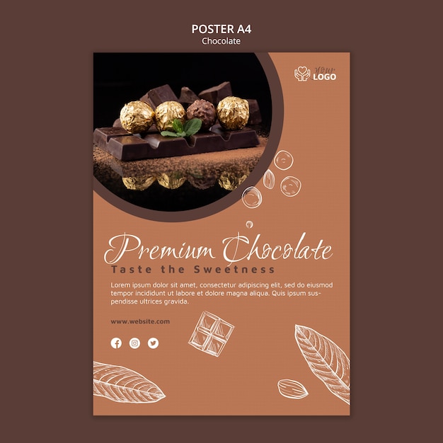 Free PSD premium chocolate poster template