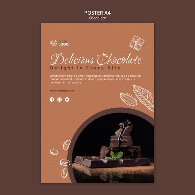 Free PSD premium chocolate poster template