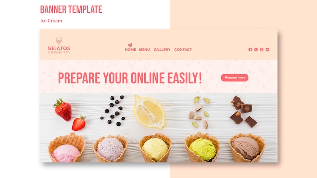 Free PSD prepare your online ice cream banner template