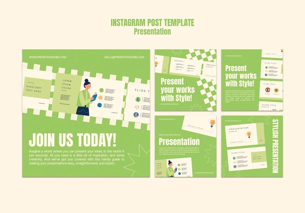 Free PSD presentation slides instagram posts template