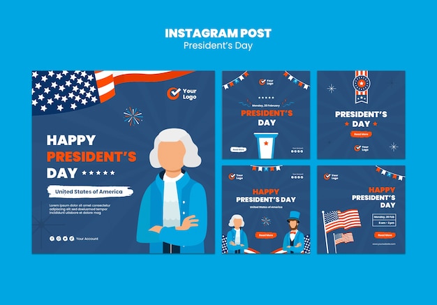 Free PSD presidents day celebration instagram posts