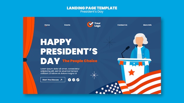 Free PSD presidents day celebration landing page template