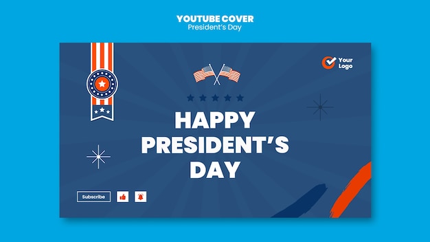 Free PSD presidents day celebration youtube cover template