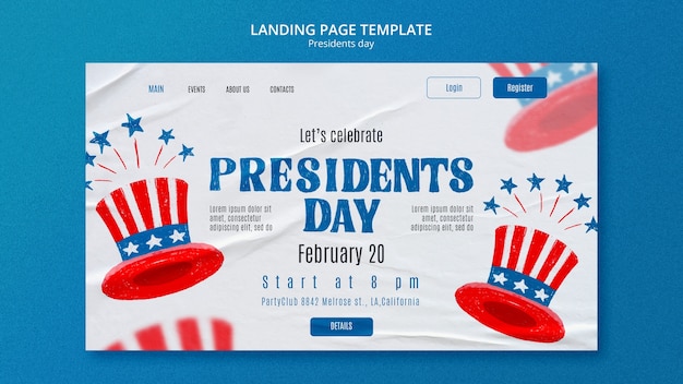 Free PSD presidents day landing page template