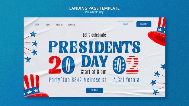 Presidents day landing page template