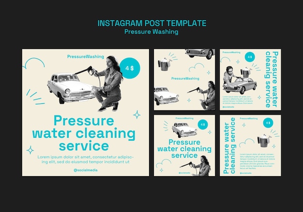 Free PSD pressure washing service instagram posts