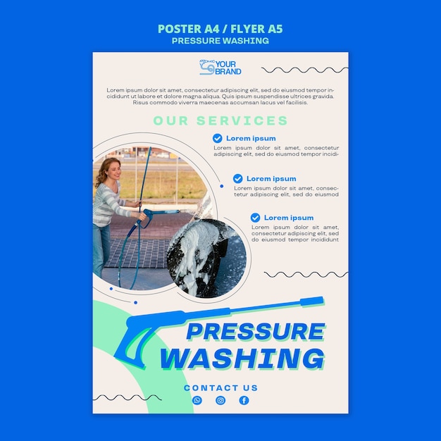 Free PSD pressure washing service poster template