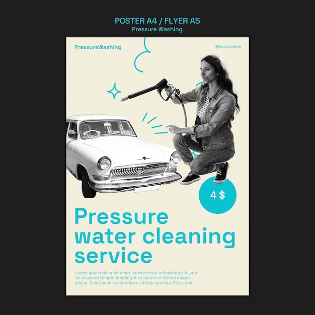 Free PSD pressure washing service poster template