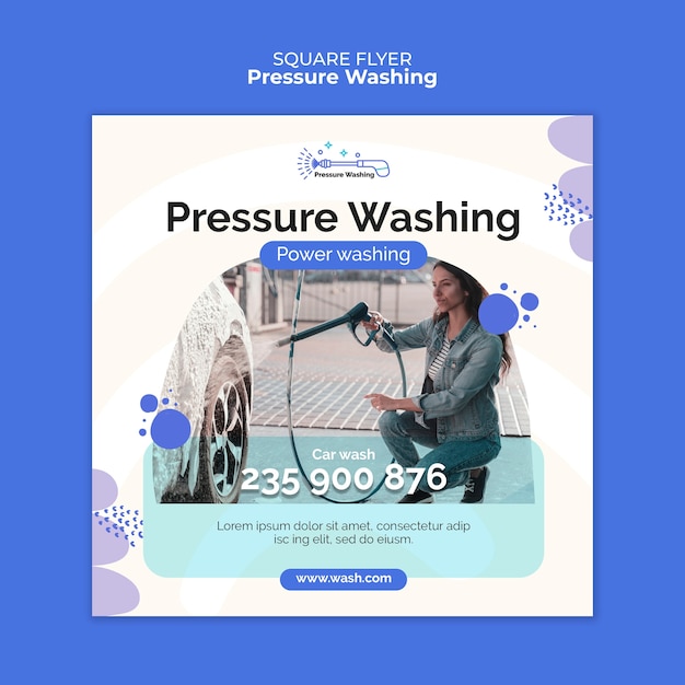 Free PSD pressure washing service square flyer template