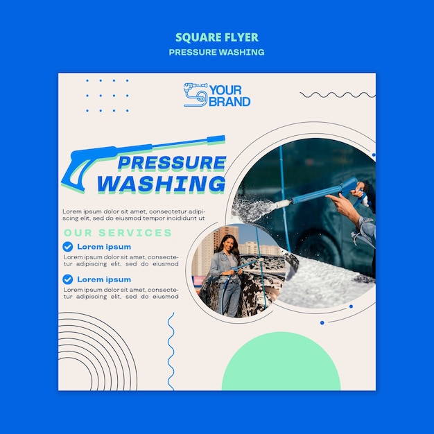 Free PSD pressure washing service square flyer template