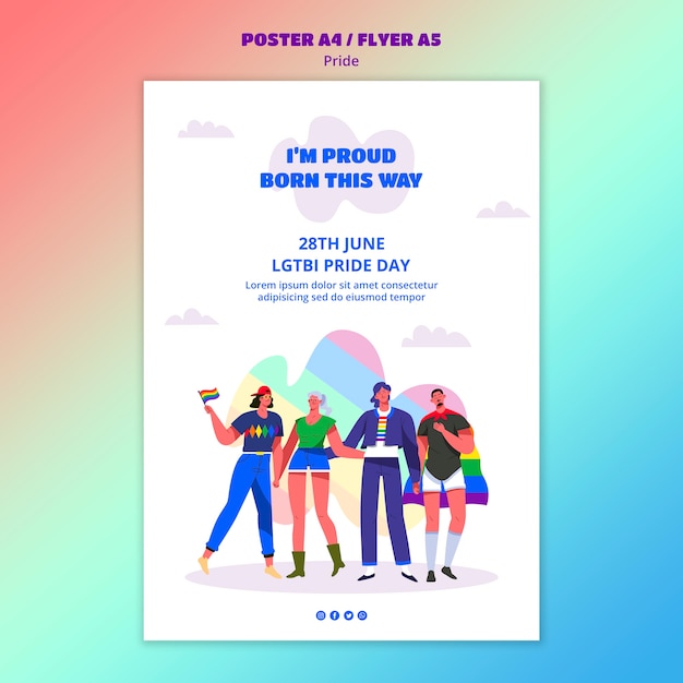 Free PSD pride day poster template theme