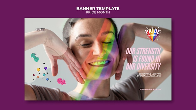 Free PSD pride month banner design template