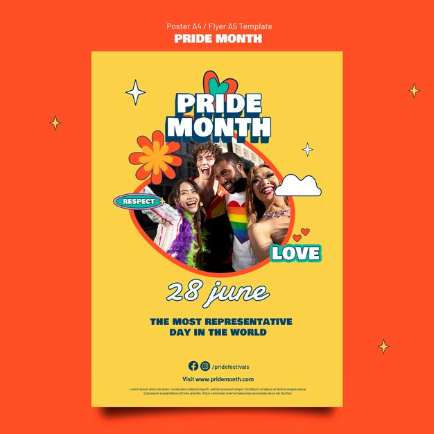 Pride month celebration a5 flyer template