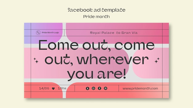 Free PSD pride month celebration facebook template