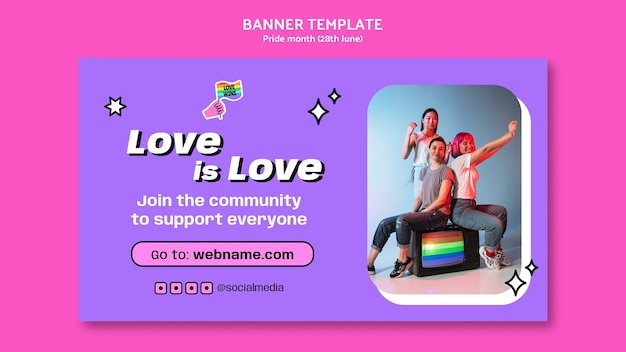 Pride month celebration horizontal banner template