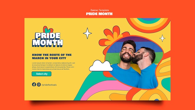 Pride month celebration horizontal banner