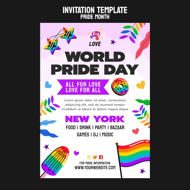 Free PSD pride month celebration invitation template