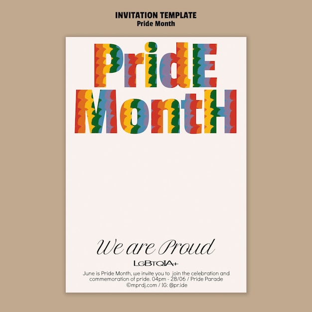 Free PSD pride month celebration invitation template