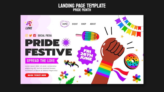 Pride month celebration landing page template