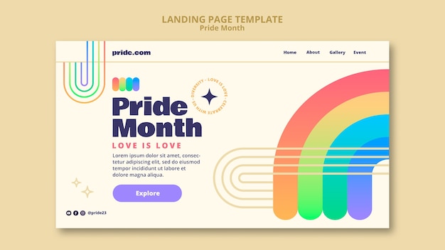 Free PSD pride month celebration landing page template