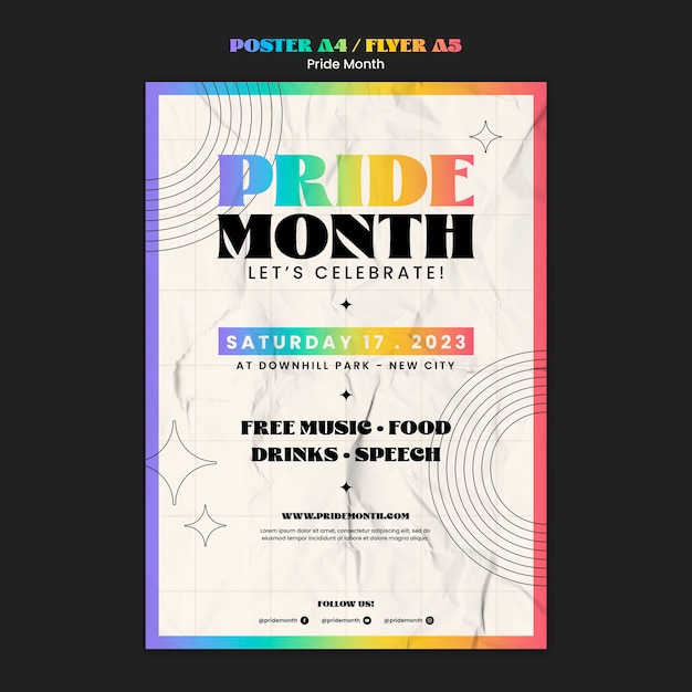 Free PSD pride month celebration poster template