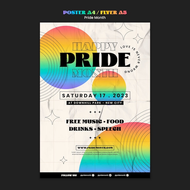 Free PSD pride month celebration poster template